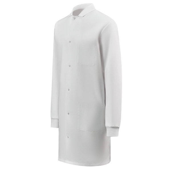 Polyester Butcher Coat with 3 Interior Pockets and Knit Cuffs - Front